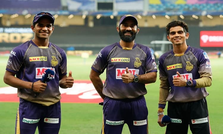 Shivam Mavi, Dinesh Karthik and Kamlesh Nagarkoti