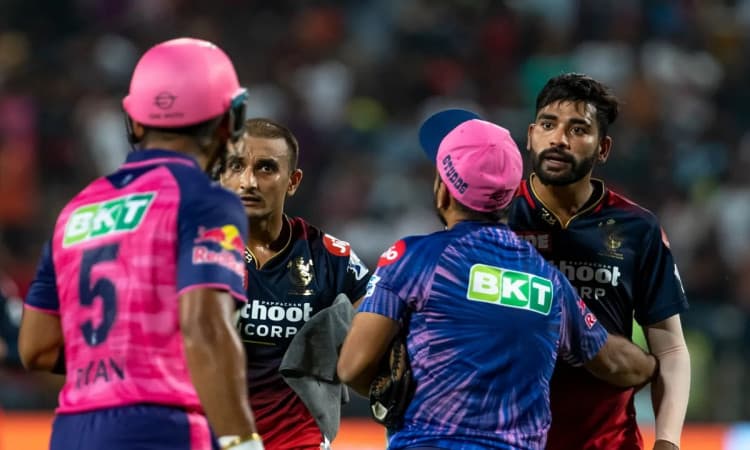 Cricket Image for Riyan Parag Has Tussle On The Field With Harshal Patel During RR-RCB Match