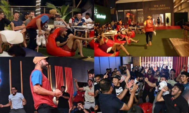 Cricket Image for WATCH: Royal Challengers Bangalore Team Celebration After Mumbai Indians Defeat De