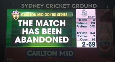 India vs Australia match abandoned
